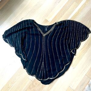 Aqua cropped sparkly flowy blouse cropped (s)